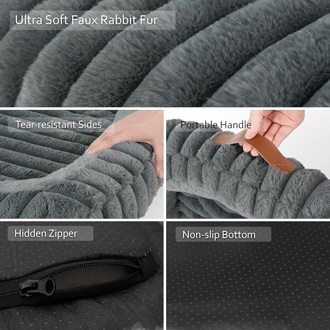 Orthopedic Dog Bed, Memory Foam Bolster Bed for Large Dogs | 30L x 24W x 5H, Bolster Sides Design, Washable Cover, Orthopedic Support Structure, Non-Slip Bottom, Medium Dog Bed, Grey - Image 7