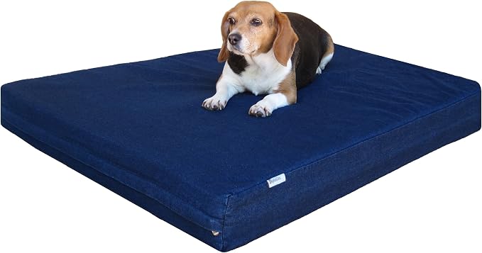 Dogbed4less Medium Large Orthopedic Heavy Duty Gel Infused Memory Foam Pet Bed, Waterproof Liner, Denim in Blue by Dogbed4less
