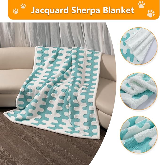 Waterproof Pet Blanket Blue Super Big Dog Blankets for Bed 85x85in Couch Sofa Covers for Puppy Cats Furniture Protection Washable Reversible Covers (Blue Wave,XXL) - Image 5