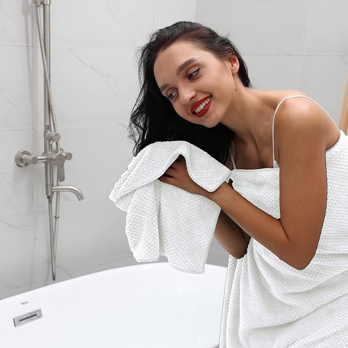 2 Piece Hand Towels Set,100% Microfiber - Quick Dry, Thick, Soft, Plush and Highly Absorbent Luxury Hotel & Spa Bath Towel for Bathroom, Pack of 2 (White) - Image 5