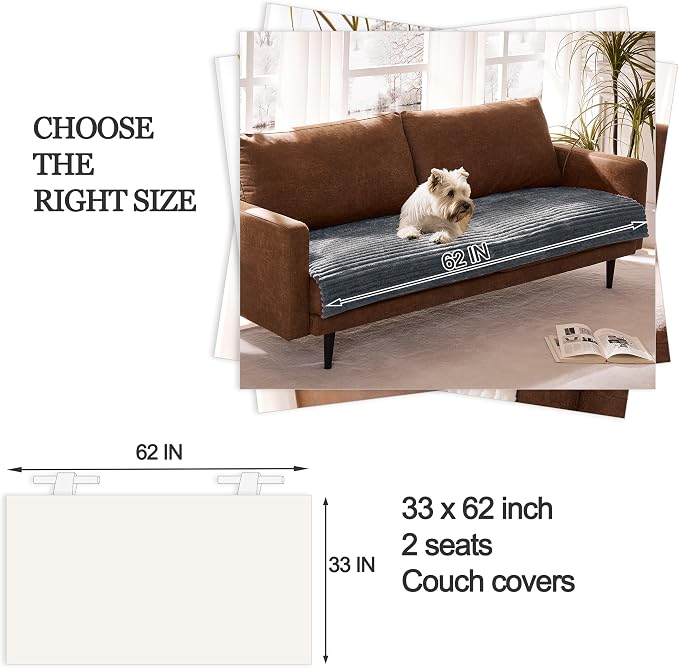 Waterproof Dual Non-Slip Couch Cover for Dogs, Fuzzy Soft Pet Couch Covers for 2 Cushion Sofa loveseat, Pet Friendly Soft Dog Bed Covers Sofa Cover Washable (Titanium Gray, 33" x 62" 1 Pack) - Image 6