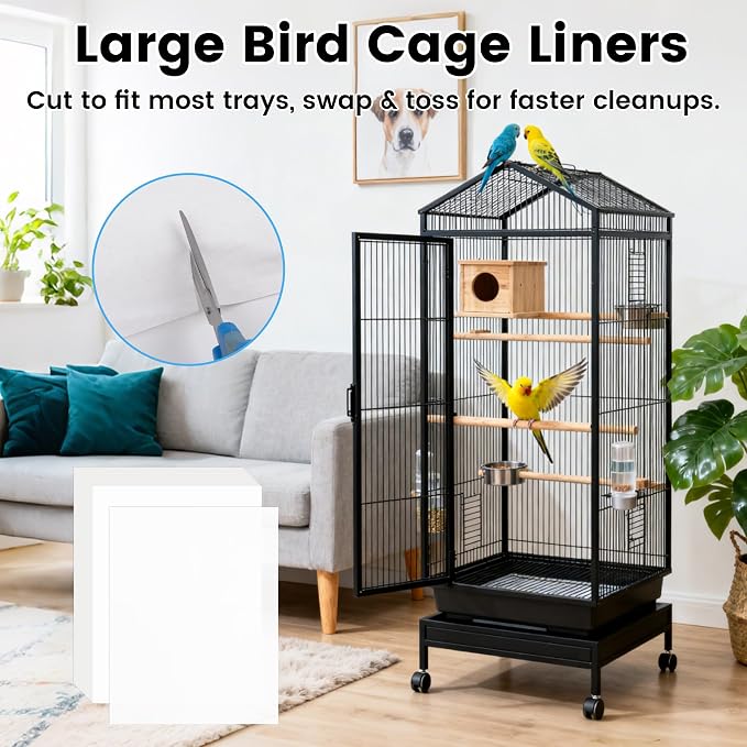 17.7x13.8in Bird Cage Liners - 100 Sheets Pre-Cut Disposable Cage Tray Liners, High Absorbent Non-Woven Pads for Parrots, Cockatiels and Small Animals - Image 3