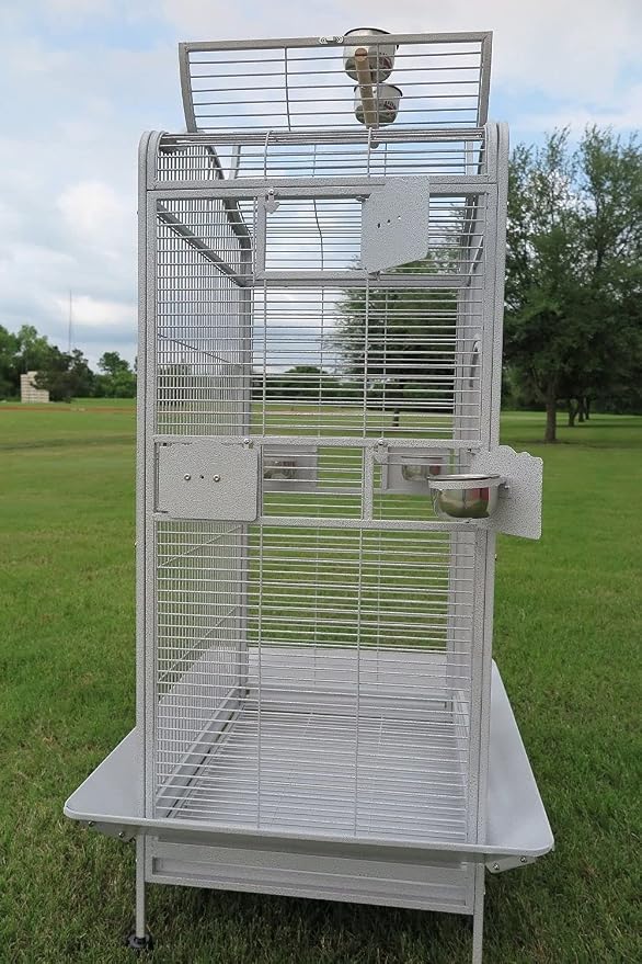 Extra Large Wrought Iron Open/Close Play Top Bird Parrot Cage, Include Metal Seed Guard Solid Metal Feeder Nest Doors Overall Dimensions: 35.25" Wx29.5"x62"H(with Seed Skirt) - Image 4