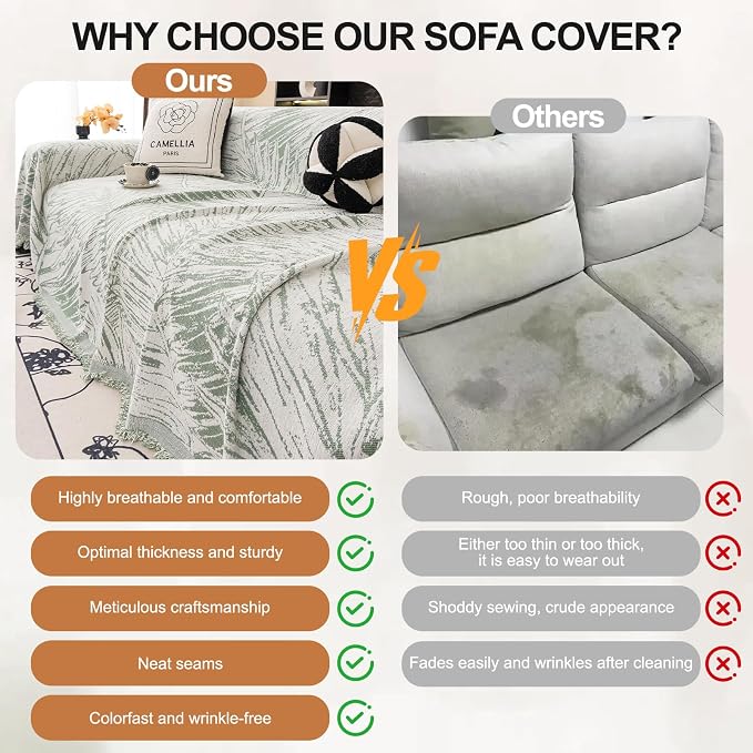 ROOMLIFE Couch Cover Boho Sofa Covers for 3 Cushion Couch Washable | Furniture Protector Sofa Couch Cover for Dogs, Soft Breathable Sofa Slipcover, Couch Throw Blankets with Tassels 71''X134'' - Image 4