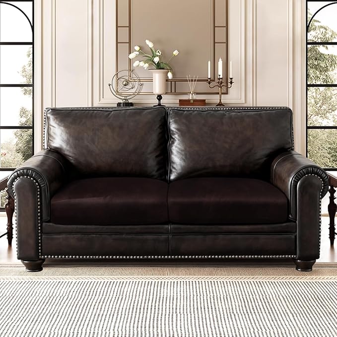 ANARACHON Leather Look Couch Cushion Covers Sofa Seat Slipcovers Sets Couches Furniture Protector for Sectional Armchair Loveseat Pets Kids Stretch Spandex Fabric (2 Cushion Loveseat, Chocolate) - Image 2