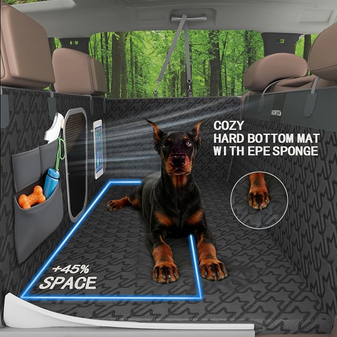 Upgraded Durable Hard Bottom Dog Car Seat Cover with EPE Sponge Cushion,Foldable Dog Rear Seat Protector,Waterproof Dog Hammock for Car, Seamless Dogs Back Seat Extender for Car SUV Truck(L) - Image 3