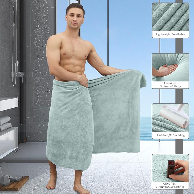 Extra Large Bath Sheet 4 Piece (35"x70")-Ultra Soft Oversized Bath Towel,Bath Sheet Towel Set for Bathroom Hotel,Ultra Highly Absorbent Quick Dry Shower Towel Set for Adults,Bathroom Towel-Aqua - Image 3