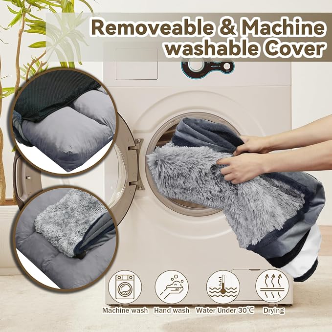 Dog Bed for Medium, Small Dogs Breeds, Deluxe Plush Dog Crate Beds, Comfy Kennel Pad, Pet Sleeping Mat, Waterproof, Removable and Machine Washable Cover & Non-Slip Bottom, 31"X25" Grey - Image 4