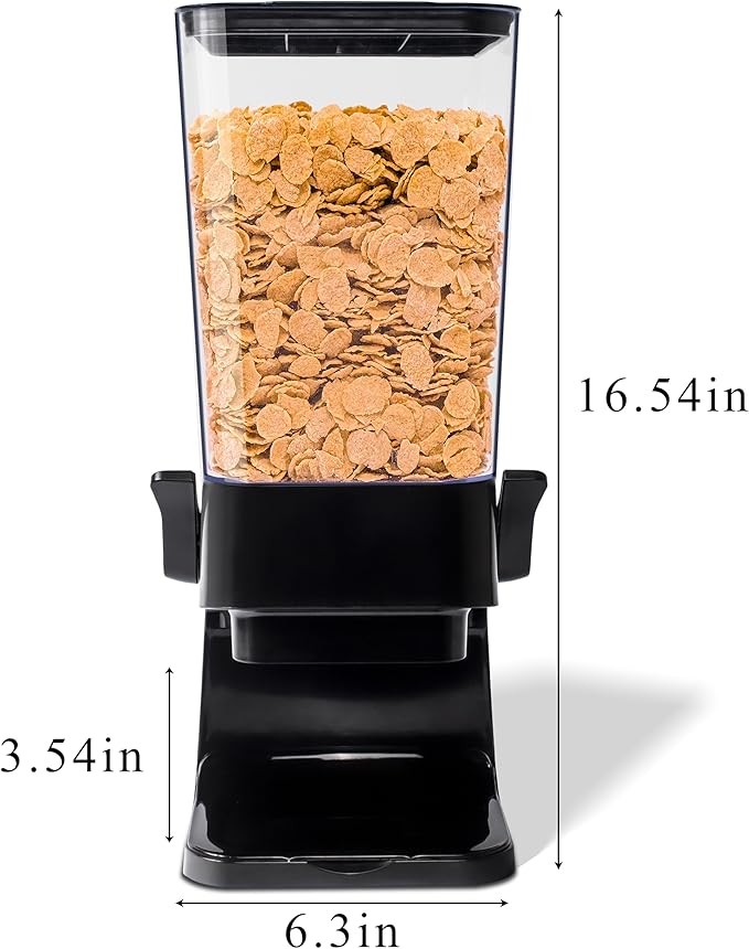 Cereal Dispenser Countertop, 5L Kitchen Organization Cereal Containers Storage, Desktop Candy Dispenser Plastic Cereal Dispenser, Snack Containers Can Hold Granola, Dry Food, Grain (Black, 3Pc) - Image 3