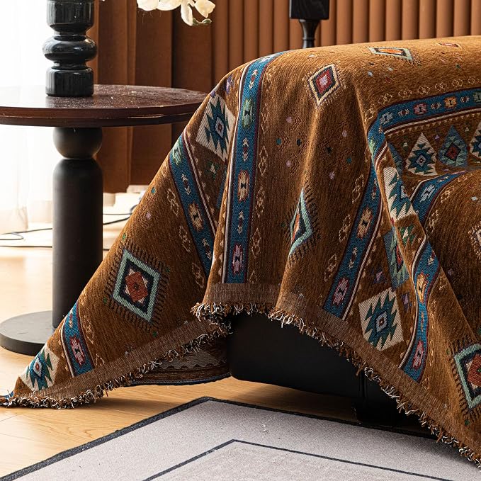ROOMLIFE Couch Cover 3 Cushion Sofa, Washable Non Slip Furniture Sofa Protector Cover, Soft Chenille Sofa Slipcovers Sectional L Shape Dogs Couch Cover Throw Blanket with Tassels 71''X118'' - Image 2