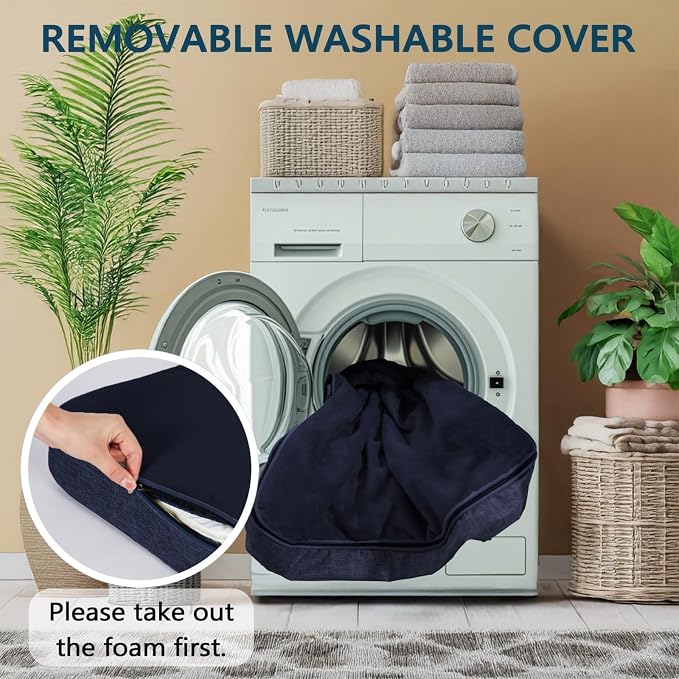 LIROCE Washable Dog Bed Cover Replacement, XXL Wrap-Around Zipper Cover for Orthopedic Memory Faom Dog Bed (48x30x6 inches), Navy - Image 2