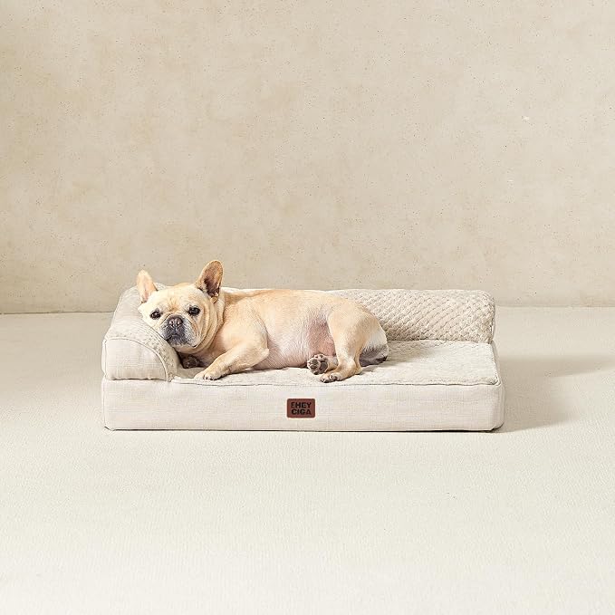EHEYCIGA Memory Foam Dog Bed Large Size Dogs, Orthopedic Dog Bed Large with Washable Removable Cover, Waterproof Pet Sofa Couch with Nonskid Bottom, 36x27x6, Beige - Image 9