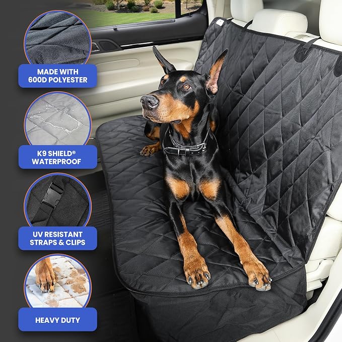 4Knines Back Seat Pet Cover for Dogs w/o Hammock – 54" Wide, Waterproof Car Seat Cover, Non-Slip, Heavy-Duty – Fits Cars, SUVs, Small Trucks – 2 Seat Belt & Latch Access – Back Seat Protector (Grey) - Image 5
