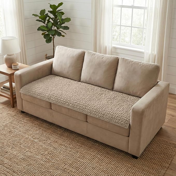 PAULATO BY GA.I.CO. Waterproof Blanket – 24x67” Changing Absorbent Pad for Incontinence – Machine Washable Stain-Resistant Protector for Couch Sofa or Bed – Reusable Waterproof Cover - Macadamia - Image 2