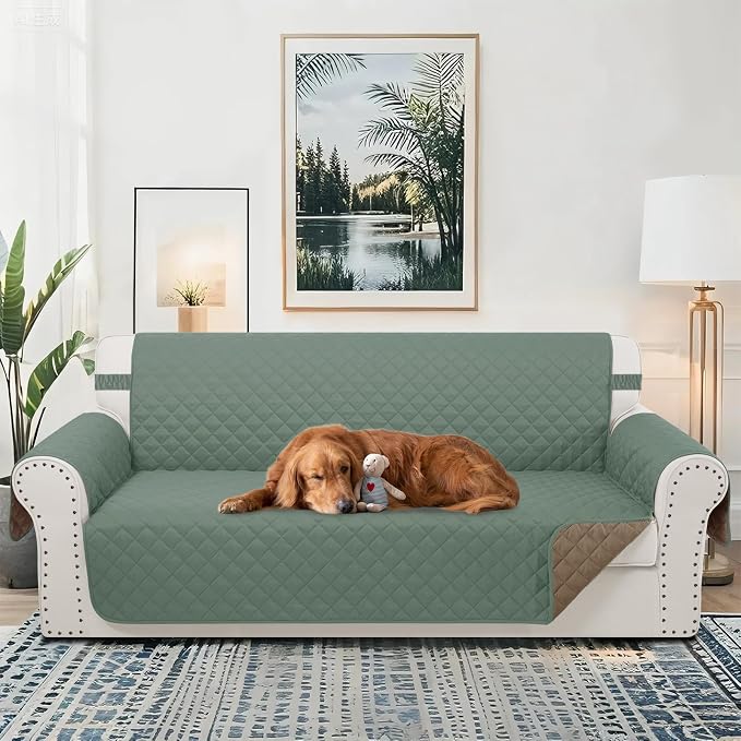 Reversible Oversized Sofa Covers, XL Sofa, Greyish Green/Taupe - Image 2