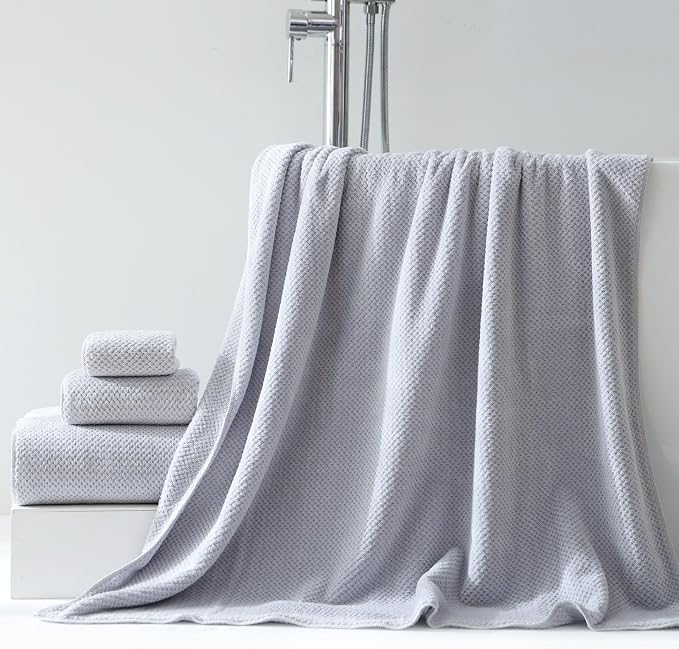 40x80 Inches Bath Sheets Towels for Adults Oversized Bath Towels Extra Large Luxury Super Soft Absorbent Quick Dry Microfiber (Gray, 2PCS) - Image 2