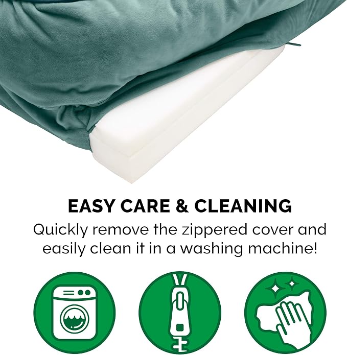 Furhaven Orthopedic Dog Bed for Large Dogs w/ Removable Bolsters & Washable Cover, For Dogs Up to 125 lbs - Plush & Velvet Waves Perfect Comfort Sofa - Celadon Green, Jumbo Plus/XXL - Image 7