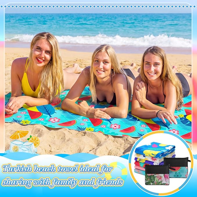 Peryiter 48 Pcs Microfiber Beach Towel with Bags Bulk, 24 Large Quick Dry Pool Towels and 24 Storage Bags, 30 x 60 Inch Hawaiian Blanket for Beach Swimming Summer Party Camping Travel Women - Image 5