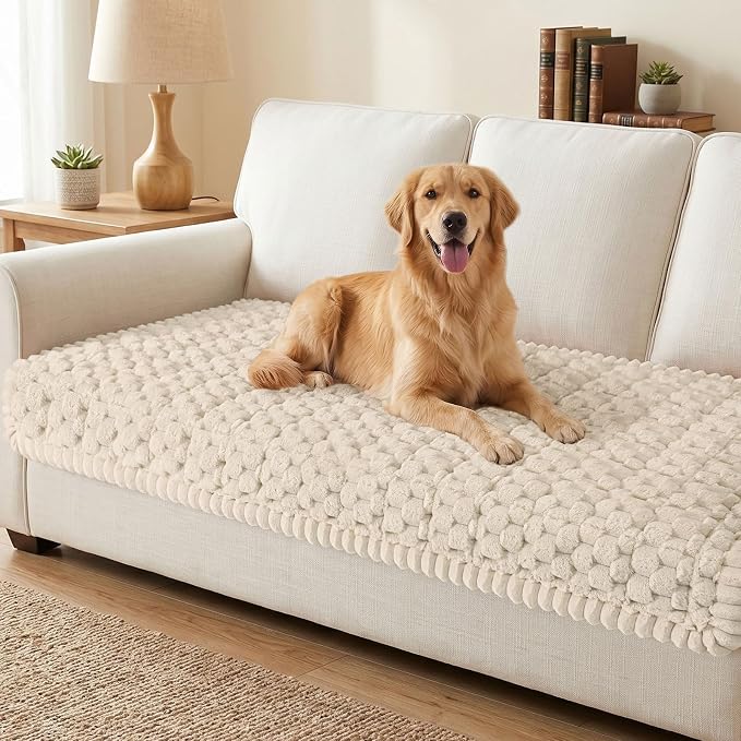 Smiry Non Slip Couch Covers for Dogs, Scratch Resistant Pet Sofa Protector | Machine Washable Soft Fuzzy Thick Furniture Cover for Sofa Loveseat Sectional Large Dogs, Apricot, 35.4" x 70.9" by Smiry