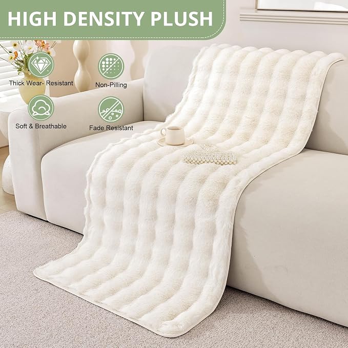 OstepDecor Faux Fur Couch Covers for Sofa, Soft Plush Sofa Covers Washable | Non Slip Dog Couch Protector, Pet Hair, Dirt & Wear Protection, Fits Sofas, Loveseats & Sectionals, 35.4" x 63", White - Image 6