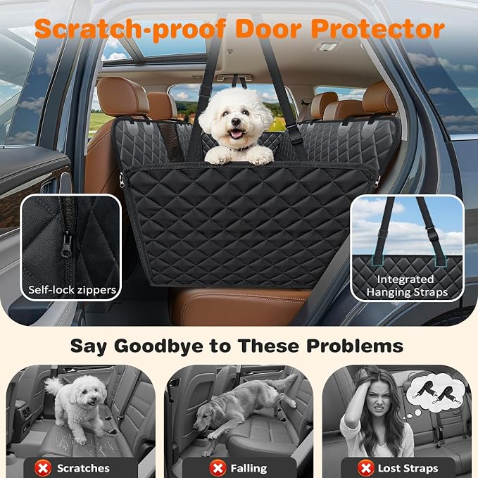 URPOWER Dog Car Seat Cover for Back Seat, Waterproof Hammock for Car & SUV | Mesh Window, Side Flaps, 600D Oxford, Scratch Resistant, Non-Slip, Easy Install, Machine Washable, Pee Pad Included - Image 3