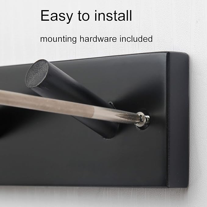 WEBI Coat Rack Wall Mounted,16" Hole to Hole,Coat Hanger Wall Mount with 5 Hooks for Hanging Coats,Hook Rack Peg Rail for Hats,Jacket,Clothes,Towels,Black,2 Packs - Image 7