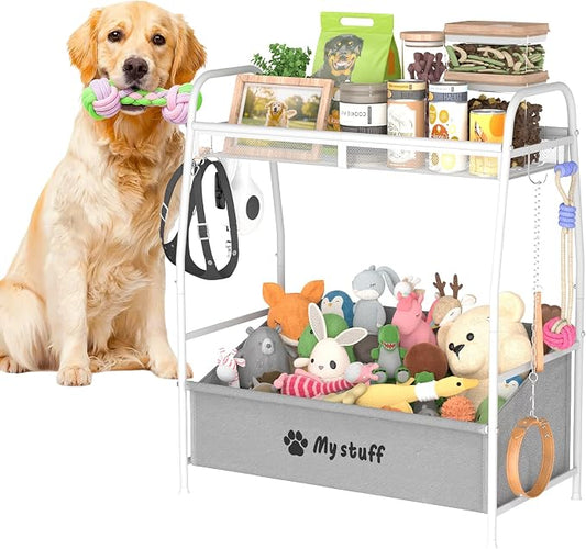 Kaiferty Large Dog Toy basket, Toy Box for Dogs, Pet Toys Bin Dog Metal Wire Basket for Toys, Food Storage, Storage Organizer Chest Storage, Toy Box for Living Room Area (White) by Kaiferty