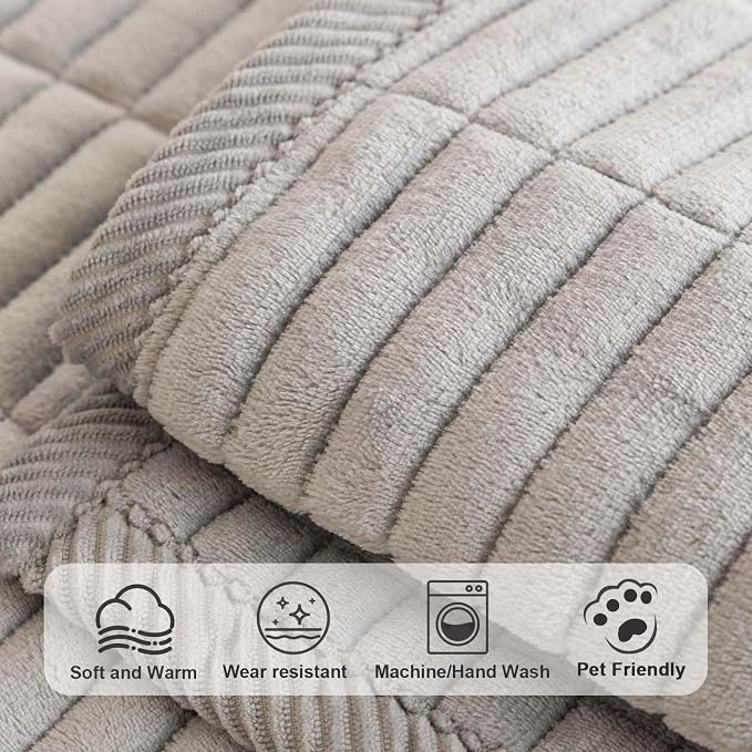 Velvet Washable Dog Couch Cover, Non-Slip Waterproof Pet Sofa Protector for 2-3-Cushion Sectional, L-Shaped Sofa & Loveseat, Machine Washable(1PC/27.6"x70.9",Light Grey) - Image 4