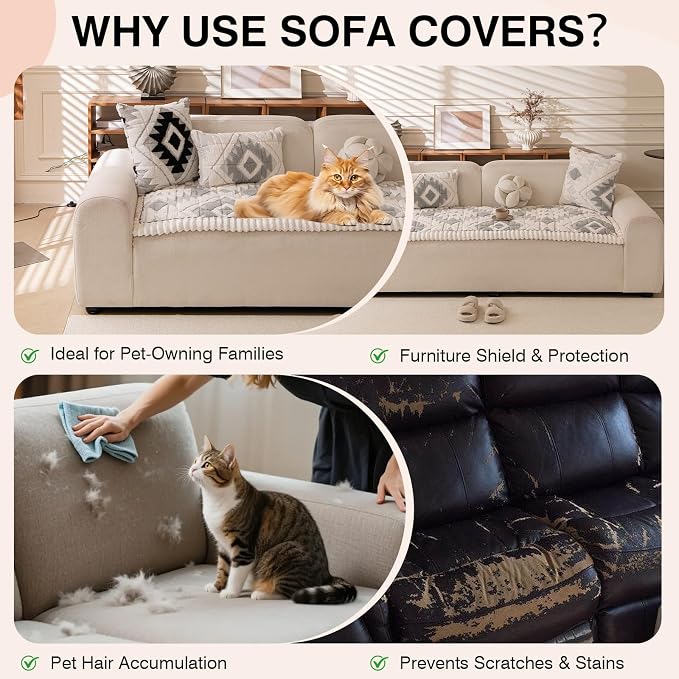 STACYPIK Thickened Non Slip Geometric Gray Sofa Cover, Arm Headrest Cover Washable, Plush Warm Dogs Couch Slipcovers Protector, Boho Pet Friendly Love Seats Cover Multi-Use Bed Mat-27.6X27.6IN - Image 4