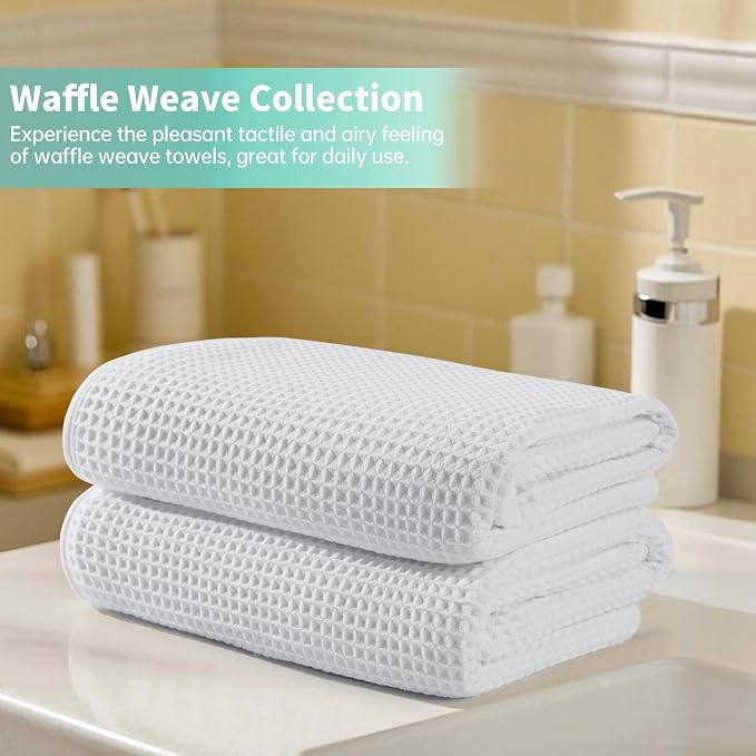Microfiber Waffle Bath Towels, 4 Pieces, Soft, Absorbent, Fast Drying, Lint Free 430 GSM (27''x55''/68.58 cm x139.7 cm) - Image 6