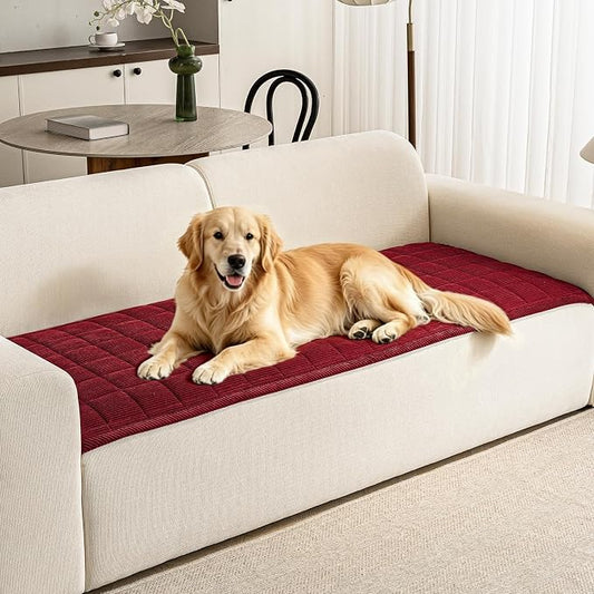 Couch Covers for Dogs Washable, 27.6"x82.7" Non Slip Couch Covers for Loveseat Sofa Pet Friendly, Soft Fuzzy Sofa Covers for Pet, Dog Couch Cover Furniture Protector(1PC,Burgundy) by PJLZJFBY