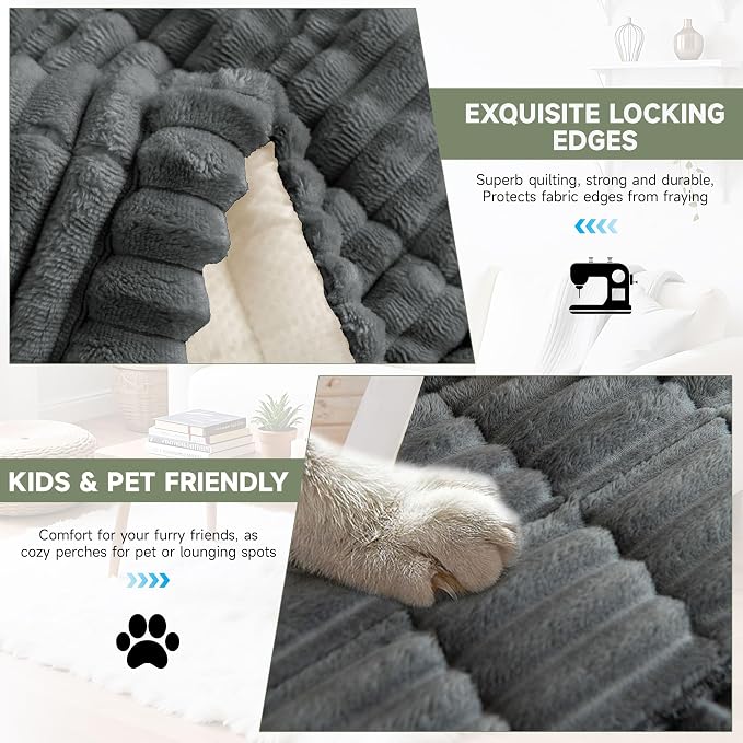 OTOB Pet Couch Cover Washable, Anti Slip Dog Sofa Covers Protector | Dark Gray, 31.5" x 82.7", All Seasons, Soft Fuzzy Plush, 3 Cushion Furniture Protector, Breathable, Thick Wear-Resistant - Image 4
