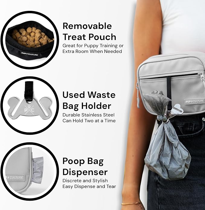 Pup Culture Dog Treat Pouch with Poop Bag Dispenser and Removable Treat Pouch | Cross Body Dog Walking Bag | The Perfect Puppy Training Tool and Even Better Gift - Image 4