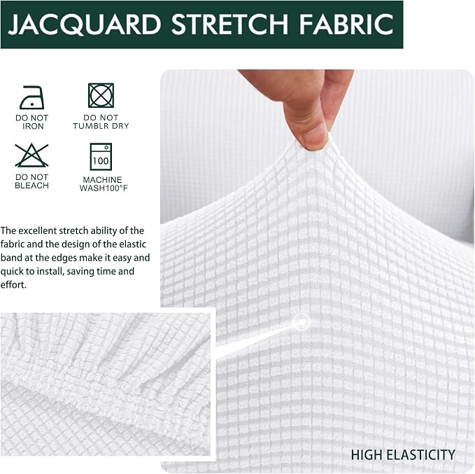 Hokway Couch Cushion Covers Stretch Cushion Covers Sofa Seat Cushion Slipcover Cushion Protector(White, Medium) - Image 4