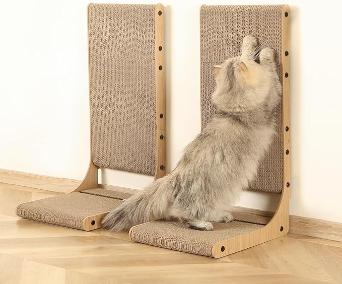 Zakkart 2-Pack Cat Scratching Board, 25.6'' Tall Cardboard L Shape Vertical Cat Scratchers for Indoor Cats, Cat Scratching Post for Wall and Couch, Large - Image 7