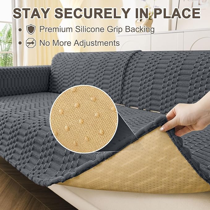Smiry Waterproof Couch Covers for Dogs Washable, Non Slip Pet Sofa Cover | Plush Scratch Resistant Flannel Furniture Protector for Dogs, Dark Grey, 43" x 82.7" - Image 4