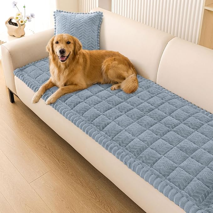 Smiry Couch Cover for Dogs, Non Slip Fuzzy Pet Sofa Covers Washable | Sofa Slipcovers for 3 Cushion Couch, Soft Thick Furniture Protector for Cats Dogs, Against Fur, Dirt, Scratch (27.6"x95") by Smiry