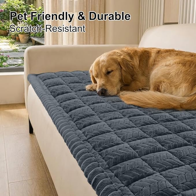 Smiry Couch Cover for Dogs, Non Slip Fuzzy Pet Sofa Covers Washable | Sofa Slipcovers for 3 Cushion Couch, Soft Thick Furniture Protector for Cats Dogs, Against Fur, Dirt, Scratch (35.4"x82.7") - Image 2