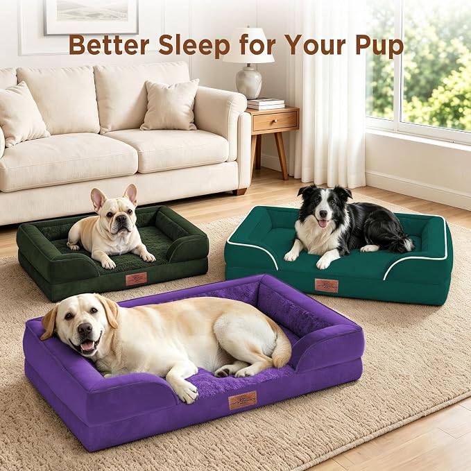 Comfort Expression Orthopedic Dog Beds for Large Sized Dog with Bolster | Waterproof Dog Couch Bed with Washable Cover & Non-Slip Bottom, Supportive Egg Crate Foam Large Pet Bed, 36x27 Inch - Image 7