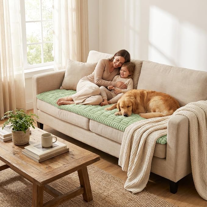 Smiry Couch Cover for Dogs, Non Slip Washable Sofa Protector for Pets | Soft Furniture Cover for Leather & Fabric Couches, Cozy Protect Against Fur, Dirt & Messes, Pet Friendly, 27.6"x88" - Image 6