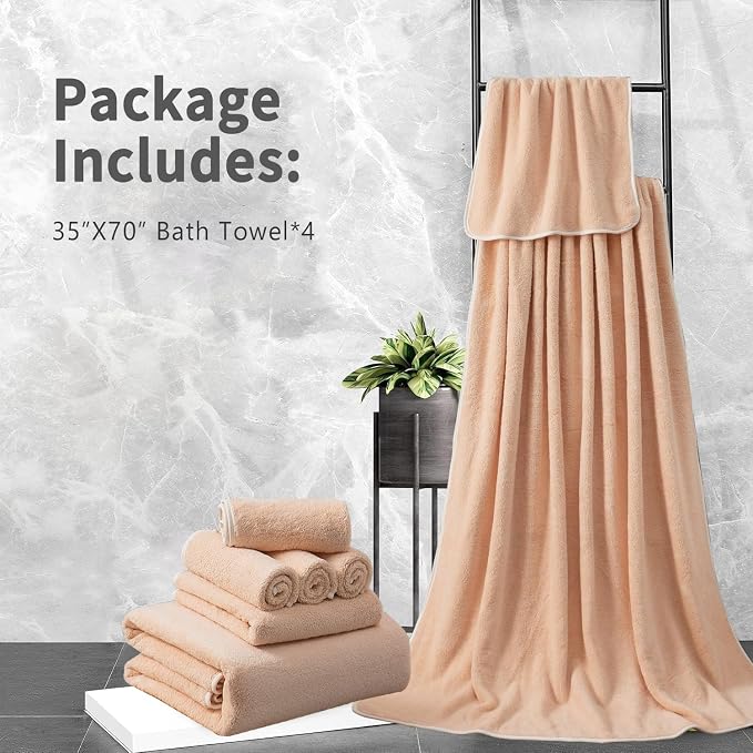 Extra Large Bath Sheet 4 Piece (35"x70")-Ultra Soft Oversized Bath Towel,Bath Sheet Set for Bathroom Hotel,Highly Absorbent Quick Dry Shower Towel Set for Adults,Bathroom Towel - Image 7