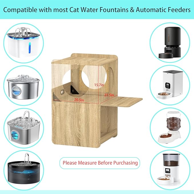 GDLF Cat Feeding Station with Water Fountain Space, Elevated Window Perch | Elevated Feeding Area, Spill-Proof Silicone Mat, Window Perch, Pull-Out Platform, Hidden Cat Storage - Image 4