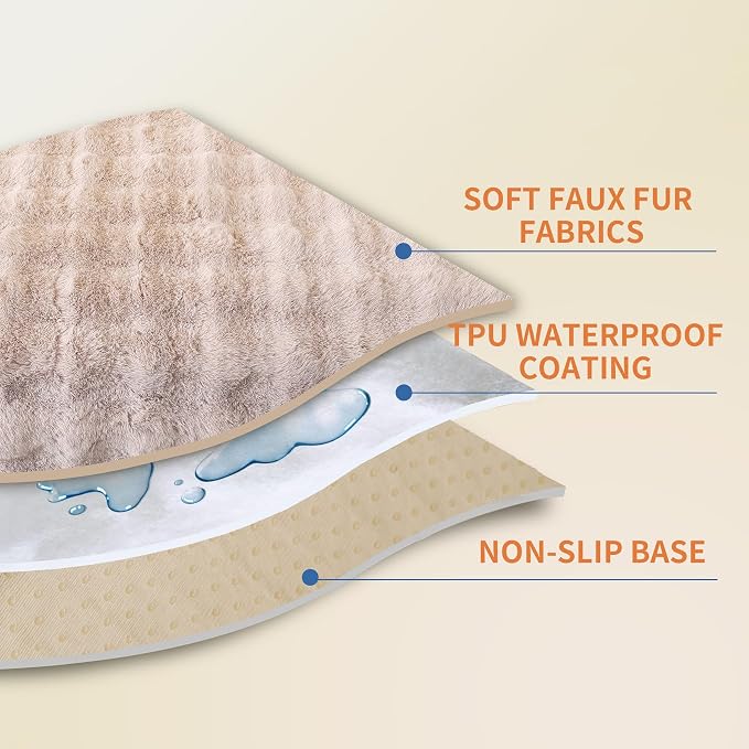 Waterproof Dog Bed Cover Non Slip Couch Covers for Dogs Washable Soft Faux Fur Sofa Cover Couch Covers for 3 Cushion Couch Sofa Pet Friendly (Khaki) - Image 3