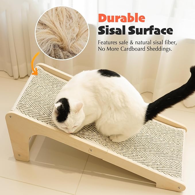 PETKARAY Sisal Cat Scratcher Ramp, L Shaped Scratching Post and Scratch Pad for Indoor Cats, Couch Furniture Protector, Chevron - Image 3