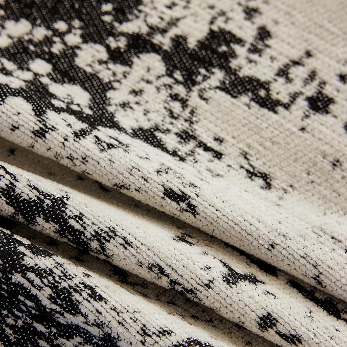 STACYPIK Abstract Geometric Sofa Covers for Sectional,Modern Aesthetics Chenille Couch Cover for 3 Cushion Couch, Non Slip Black & Beige Jacquard Couch Protector for Dogs, Loveseat Slipcover-71X150IN - Image 5