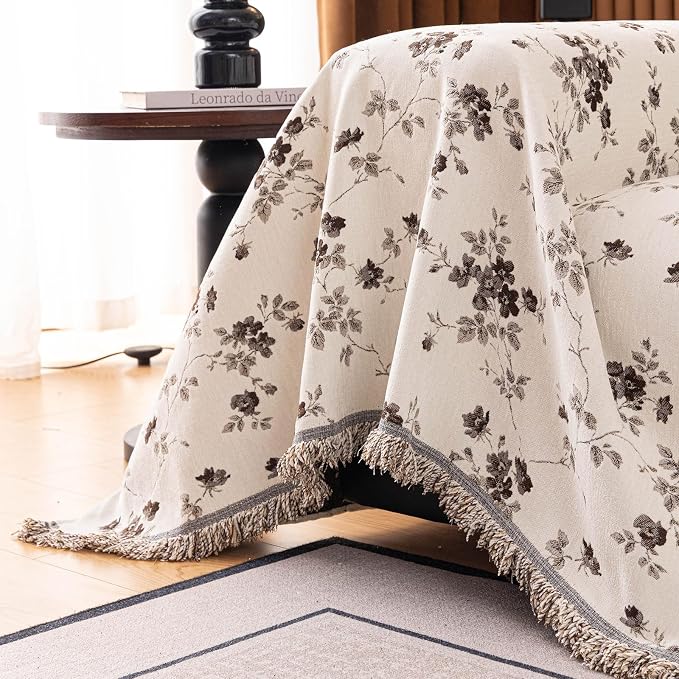 ROOMLIFE Couch Cover 3 Cushion Sofa, Washable Non Slip Furniture Sofa Protector Cover, Soft Chenille Sofa Slipcovers Sectional L Shape Dogs Couch Cover Throw Blanket with Tassels 71''X134'' - Image 2