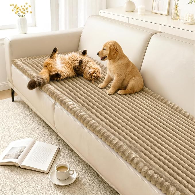 NAISI Pet Couch Covers for Sofa with Thick Filling and Non-Slip Bottom Sectional Sofa Covers Washable Friendly for Pets(1pc/27.5"x 59",Camel) by NAISI