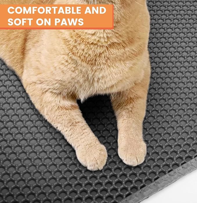 23.6” x15.7” Cat Litter Mat, Litter Trapping mat, cat mat for Litter Box, cat Litter mat Small, Honeycomb Double Layer Design, Waterproof & Urine Proof, Scatter Control, Non-Slip, Grey, 1 Pack - Image 8