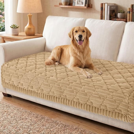Smiry Couch Cover for Dogs Washable, Non Slip Fuzzy Pet Sofa Protector | Soft Thick Furniture Cover for Sofa, Loveseat and Sectional, Scratch & Pet Hair Resistant (Camel, 35.4" x 88") by Smiry
