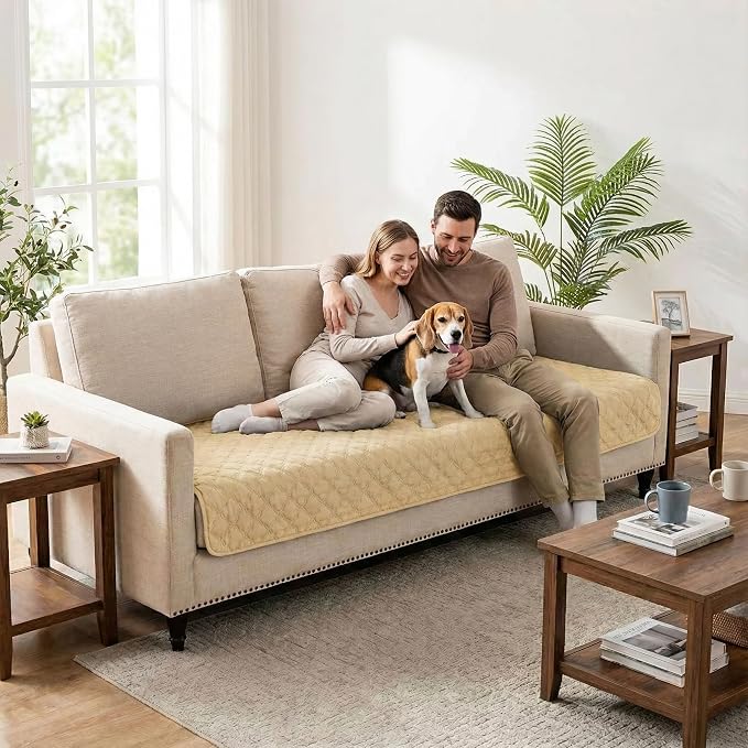 FunFurry Waterproof Dog Blanket, Couch Cover for Dogs Washable, Reversible Dog Bed Cover, Couch Furniture Protector. (Dark＆Light Beige, 30 X 70 Inch - 1 Pack) - Image 3